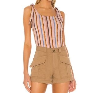 BCBGeneration Baddie Girly stripe tie shoulder bodysuit large